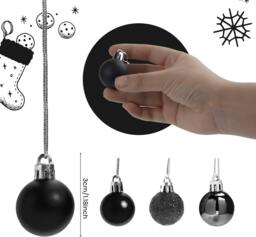 Rackhams 3cm Black Shatterproof Christmas Baubles in Pack Sizes for Trees, Garlands and Seasonal Decorating - 24PCS - thumbnail 4