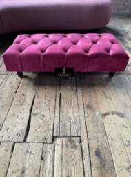 Rackhams Claret Chesterfield Footstool - Long Maroon Upholstered Ottoman Bench (Non-Storage) - 43 x 43 Inches (110 x 110cm) - thumbnail 6