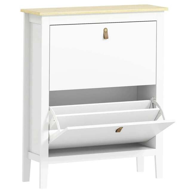 Rackhams Modern Two-Drawer Shoe Cabinet - White