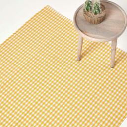 Rackhams Cotton Hand Woven Gingham Check Rug - Pink - 70 x 120 cm - thumbnail 2