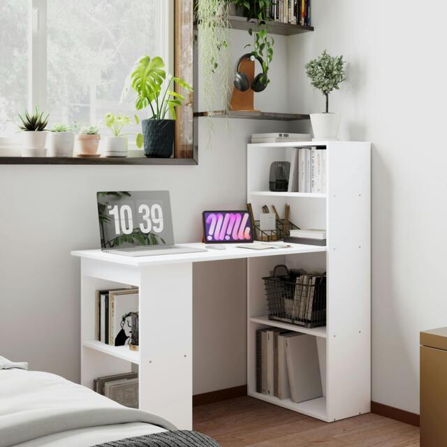 Rackhams 120cm Computer Desk Bookshelf Writing Table Workstation - 1 - image 1