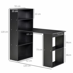 Rackhams 120cm Computer Desk Bookshelf Writing Table Workstation - 1 - thumbnail 4