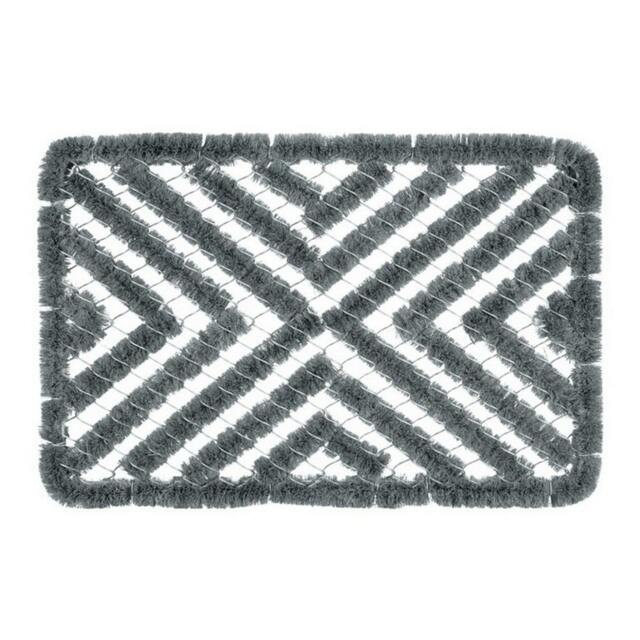 Rackhams Wire Rectangular Boot Scraper Mat - Grey/Silver - 40cm x 60cm - Grey/Silver - 100% Mixed