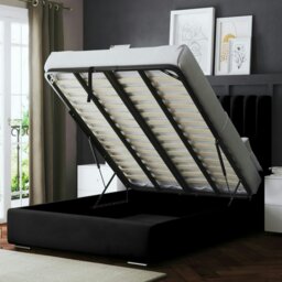 Rackhams Evangeline Ottoman Bed with Upholstered Headboard - Black - Super King / 6ft - thumbnail 5