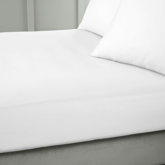 Rackhams 400 Thread Count Cotton Sateen Fitted Sheet - White - Super King - image 1