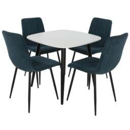 Rackhams Aspen Dining Set - White Square Table & 4 Upholstered Straight Stitch Dining Chairs - Light Grey - thumbnail 3