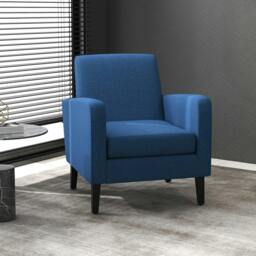 Rackhams Linen-Look Boxy Armchair - Blue - thumbnail 2