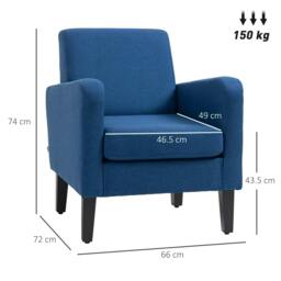Rackhams Linen-Look Boxy Armchair - Blue - thumbnail 3