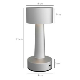 Rackhams LED Portable Cordless Table Lamp with Battery Operated, Silver - thumbnail 4
