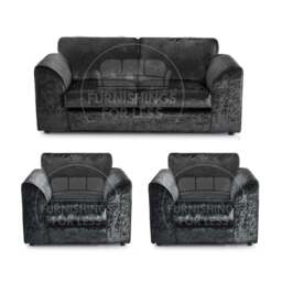 Rackhams Crystal Crushed Velvet 3 Seater and 2 Armchairs Full Back - Silver - thumbnail 5