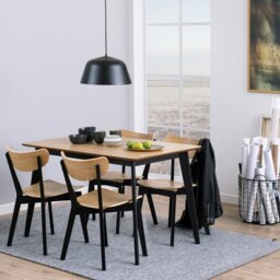 Rackhams Roxby Dining Table in Oak & Black - Black - No - Brown - thumbnail 3