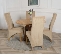 Rackhams Oregon Round Oak Dining Table with Lola Fabric Chairs - 1 - 4 chairs - Black - thumbnail 5
