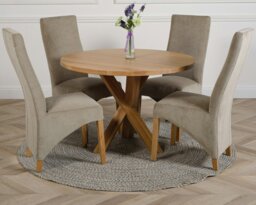 Rackhams Oregon Round Oak Dining Table with Lola Fabric Chairs - 1 - 4 chairs - Black - thumbnail 6