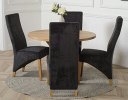 Rackhams Oregon Round Oak Dining Table with Lola Fabric Chairs - 1 - 4 chairs - Black - thumbnail 3