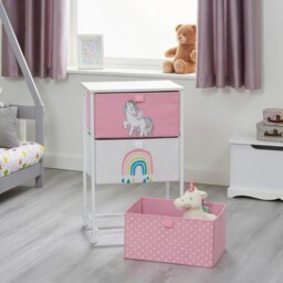 Rackhams Unicorn 3 Drawer Kids Storage Chest - Pink/White - thumbnail 5