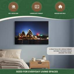 Rackhams Sydney Opera House Print LED Canvas, 60 x 40 cm, Stretched Wooden Frame, 8 LED Lights, Battery Powered with Switch - thumbnail 6