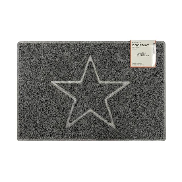 Rackhams Star Large Embossed Doormat in Grey - Grey - Large - image 1