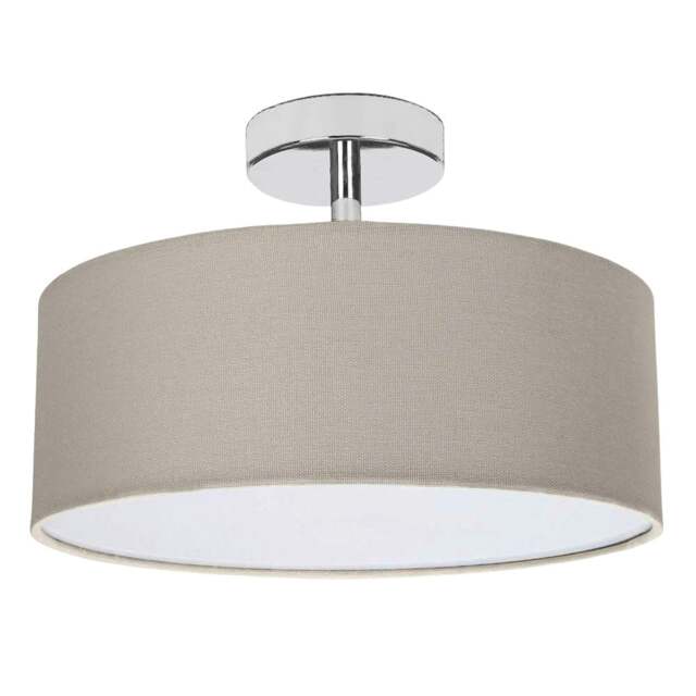 Rackhams Contemporary Grey Linen Fabric Semi Flush Ceiling Light Fixture with Diffuser - image 1