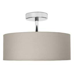 Rackhams Contemporary Grey Linen Fabric Semi Flush Ceiling Light Fixture with Diffuser - thumbnail 2
