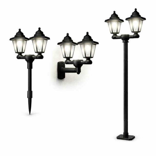 Rackhams 3-in-1 Double Headlamp Solar Garden LED Light - image 1
