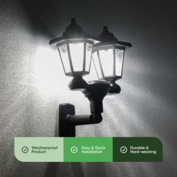 Rackhams 3-in-1 Double Headlamp Solar Garden LED Light - thumbnail 3