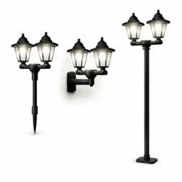Rackhams 3-in-1 Double Headlamp Solar Garden LED Light