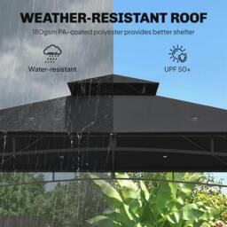 Rackhams 3 x 3 m Gazebo, Outdoor Gazebo Canopy with 2-Tier Roof - 300L x 300W x 285H cm - Gazebo - Black - thumbnail 4