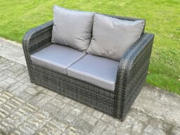 Rackhams Dark Grey Mixed PE Rattan Outdoor Dining Set - Height Adjustable Lifting Table, Reclining Chair & 3 Footstools - thumbnail 5