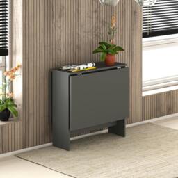 Rackhams Artemio Foldable Table Anthracite Rectangular Engineered Wood Folding Table 130(W)x76(D)x73.4(H)cm Kitchen Dining Room - Anthracite - thumbnail 5