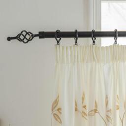 Rackhams Leaf Embroidered Tulle Voile Curtains Pencil Pleat - Gold - 147cm width x 229cm drop - thumbnail 3