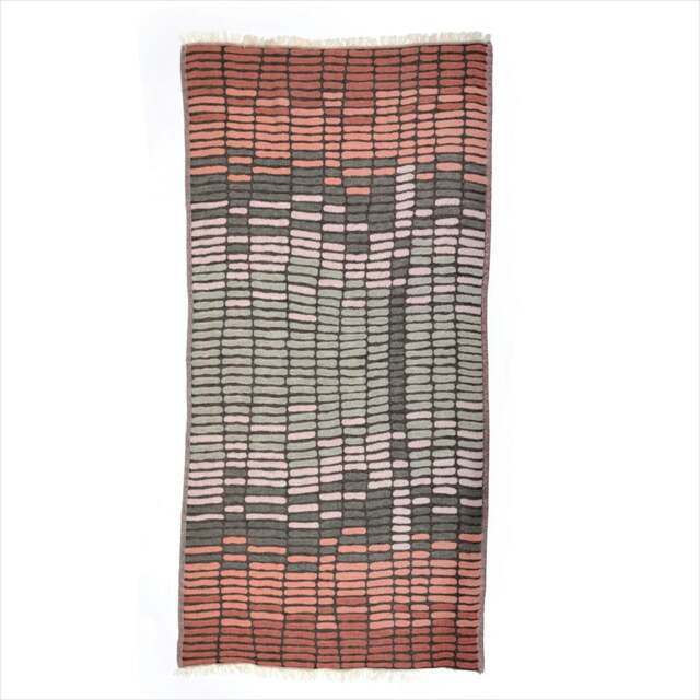 Rackhams Hipster Cotton Jacquard Hammam Towel - Terracotta and Grey - image 1