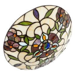 Rackhams Beautiful Stained Glass Tiffany Pendant Lamp Shade with Forest Green Leaves - thumbnail 3