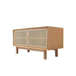 Rackhams Bernadette Wardrobe, Hallway Storage, Natural Rattan & Oak - 4 - thumbnail 1