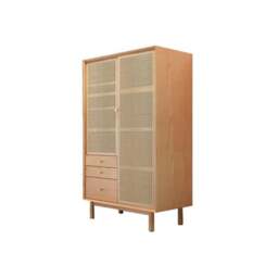 Rackhams Bernadette Wardrobe, Hallway Storage, Natural Rattan & Oak - 4 - thumbnail 3