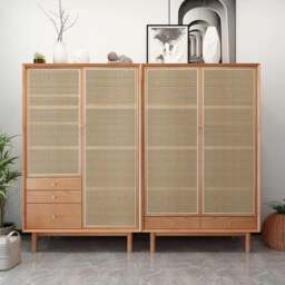 Rackhams Bernadette Wardrobe, Hallway Storage, Natural Rattan & Oak - 4 - thumbnail 5
