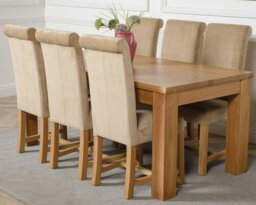 Rackhams Dakota Large Oak Dining Table with Washington Fabric Chairs - 6 chairs - Grey - thumbnail 4
