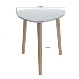 Rackhams Set Of 2 White Triangle Nesting Side Tables Wood Tea Coffee End Table Furniture - White Natural - thumbnail 4