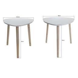 Rackhams Set Of 2 White Triangle Nesting Side Tables Wood Tea Coffee End Table Furniture - White Natural - thumbnail 2