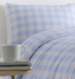 Rackhams Gingham Blue Duvet Cover Set - Single - King - thumbnail 3