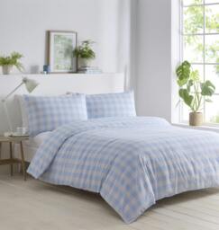 Rackhams Gingham Blue Duvet Cover Set - Single - King