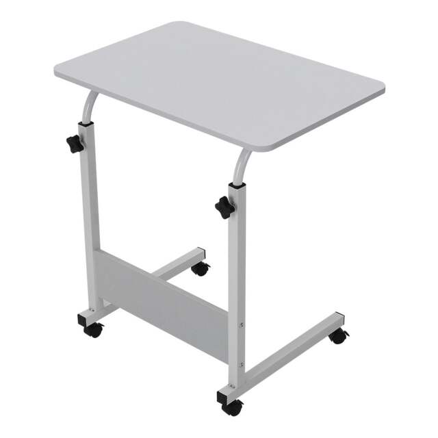 Rackhams Height Adjustable Mobile Table Overbed Desk with Wheels - White - image 1