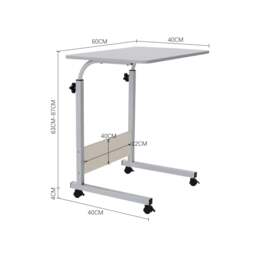Rackhams Height Adjustable Mobile Table Overbed Desk with Wheels - White - thumbnail 3