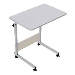Rackhams Height Adjustable Mobile Table Overbed Desk with Wheels - White - thumbnail 2