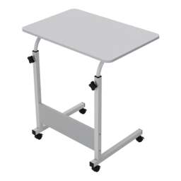 Rackhams Height Adjustable Mobile Table Overbed Desk with Wheels - White - thumbnail 1