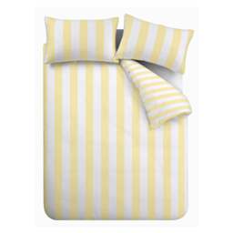 Rackhams Cove Stripe Reversible Duvet Cover Set Yellow - Double - Yellow - thumbnail 5