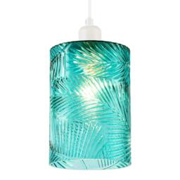 Rackhams Modern Teal Embossed Glass Pendant Shade with Pressed Leaf Pattern - thumbnail 2
