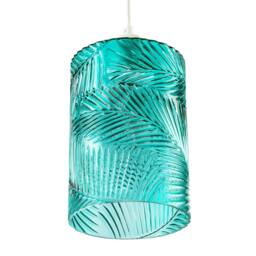 Rackhams Modern Teal Embossed Glass Pendant Shade with Pressed Leaf Pattern - thumbnail 4