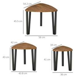 Rackhams Nest of Tables, Coffee Table Set of 3, Triangle Nesting Tables with Metal Legs, Industrial End Side Table for Living Room, Walnut Wood Grain - thumbnail 3