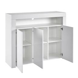 Rackhams Modern White Matt Gloss Buffet Sideboard Cabinet with LED Lights - White - Wood - 35cm(d)93cm(h)35cm(w) - thumbnail 4