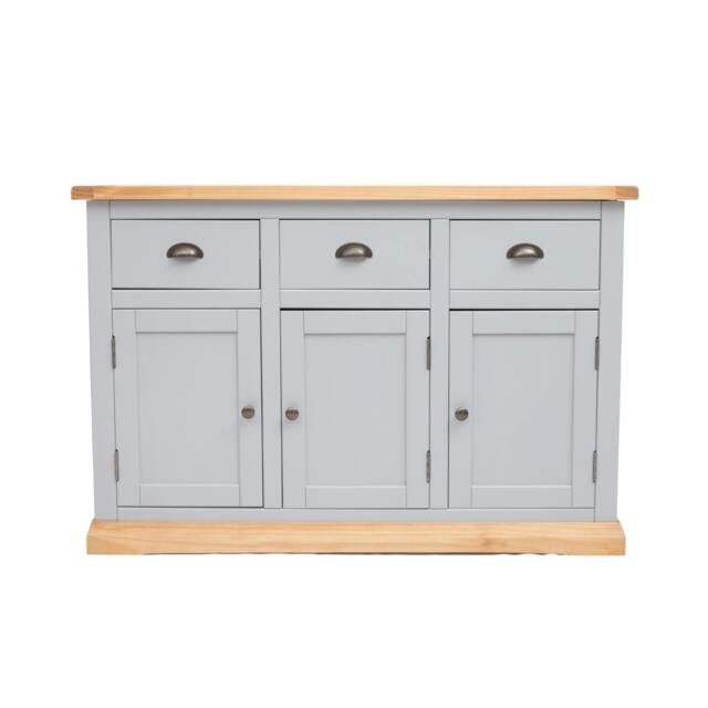 Rackhams Bomporto Light Grey 3 Drawer 3 Door Sideboard Brass Cup Handle - Light Grey - image 1
